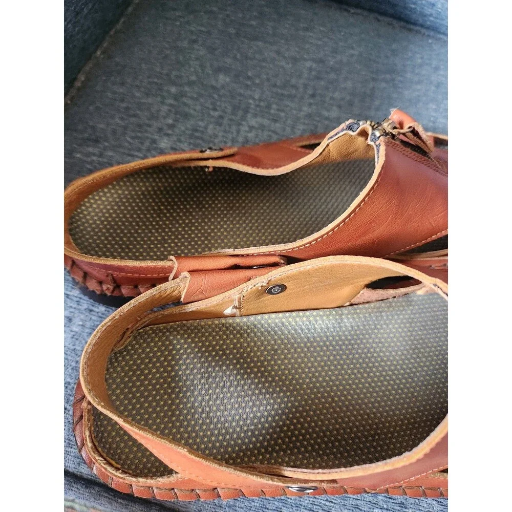 Caoutchouc Men's Brown Leather Casual Slip-on Sandals Size 46 US 13